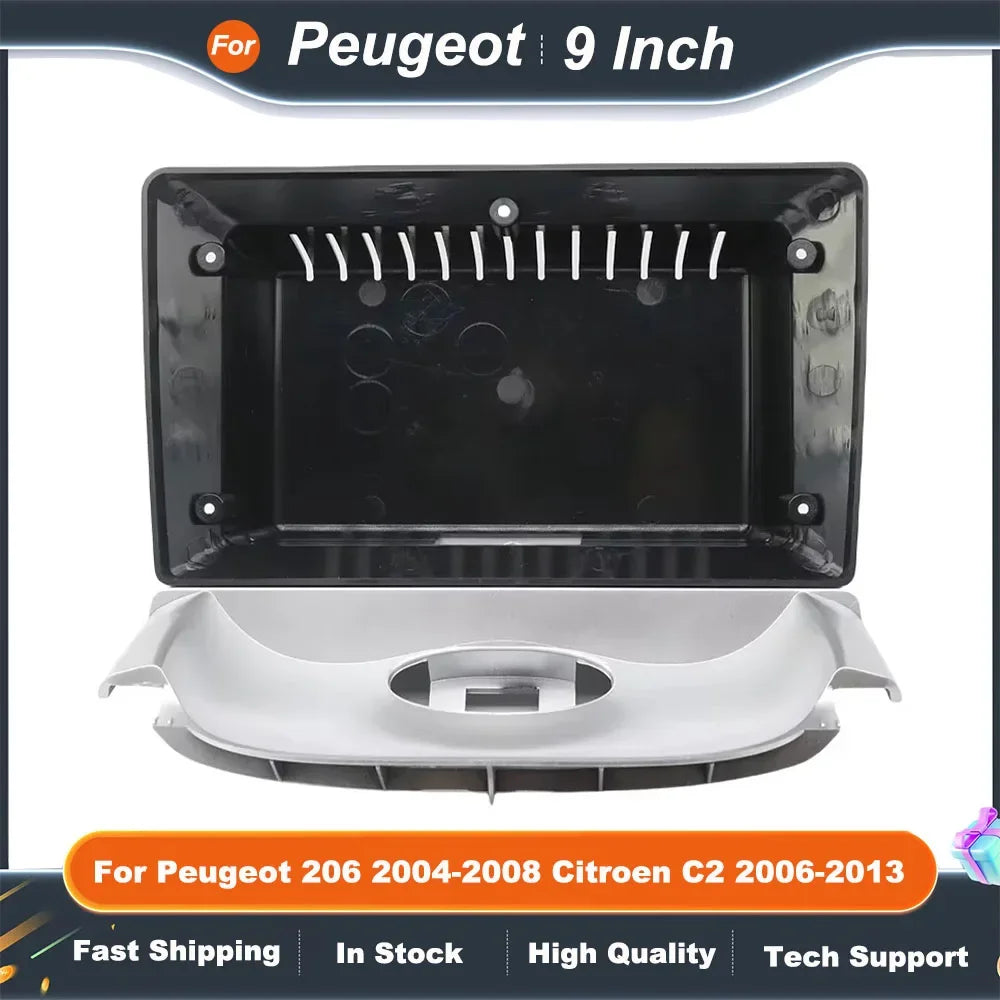 9 Inch Car Radio Fascia Frame Kit w/ CANBUS Decoder for Peugeot 206 2004-2008 & Citroen C2 2006-2013, Android Dash Installation