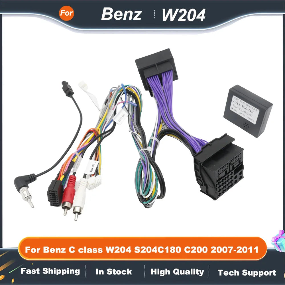 Canbus Box OD-BENZ-03 For Mercedes Benz C class W204 S204 C180 C200 2007-2011 Android 2 Din 16 PIN Wiring Harness Power Cable
