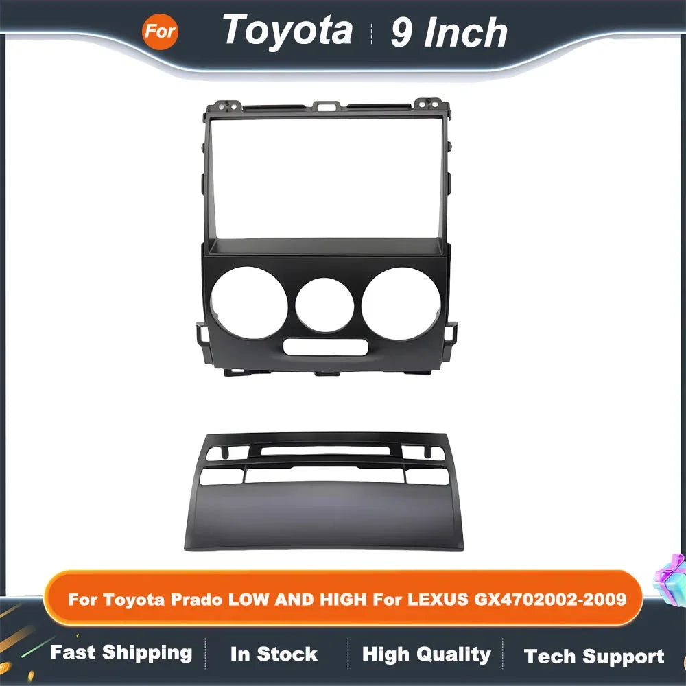 Car Radio Fascia Frame Adapter Kit for Toyota Prado 120 Land Cruiser Lexus GX470 - 9 Inch Android Dash Panel with CANBUS Box