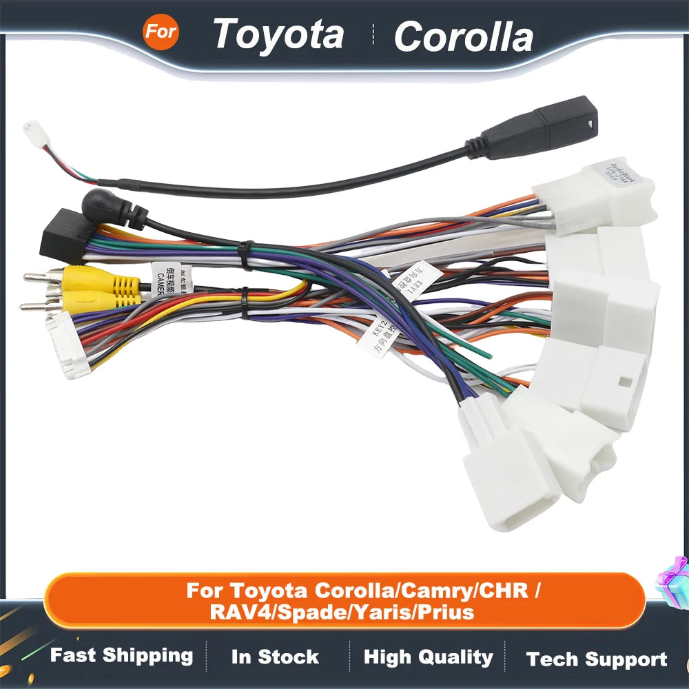 Canbus Box RZ-FT52 For Toyota Corolla/Camry/CHR /RAV4/Spade/Yaris/Prius With Wiring Harness Power Cable Android 2 Din Car Radio