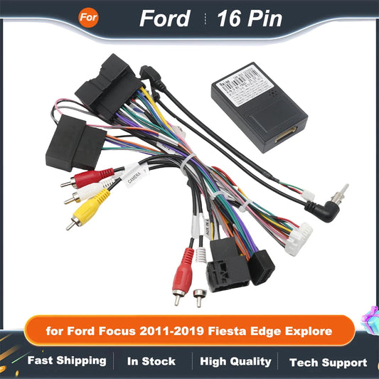 16 pin Harness CANBUS Decoder Box FORD-RZ-10/RZ-FD10/RZ-FD60 for Ford Focus 2011-2019 Fiesta Edge Explore Android RADIO Sync