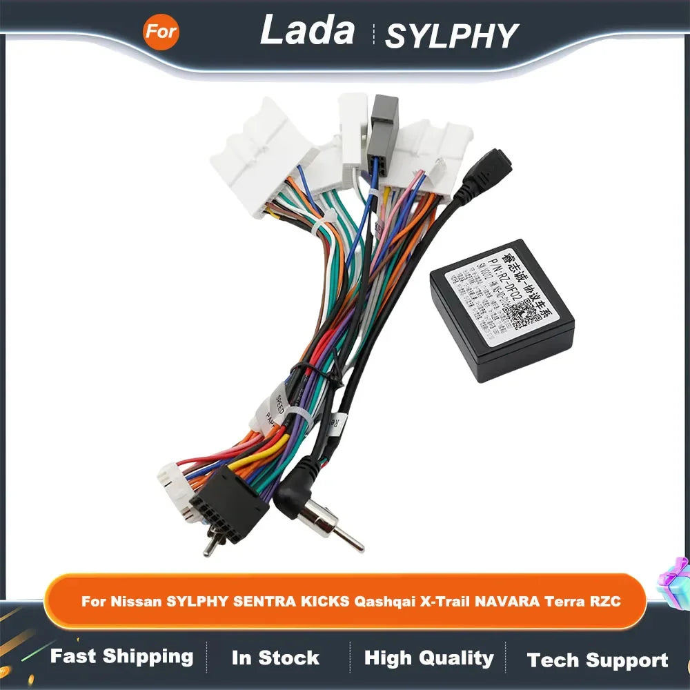 Car Radio Fascia Frame Fitting Kit with Canbus Cable Plug for Nissan SYLPHY SENTRA KICKS Qashqai X-Trail NAVARA Terra RZC