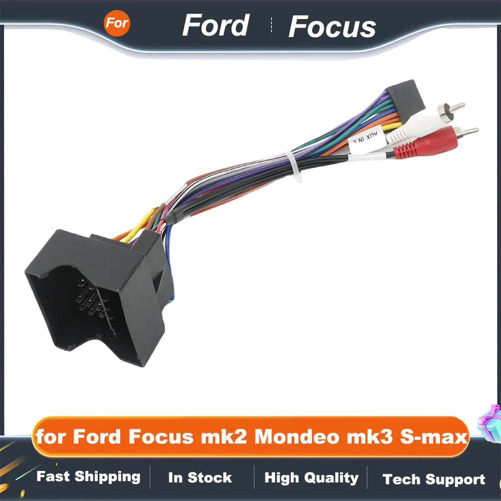 QuadLock Wiring Harness 16 Pin Plug Radio Adapter Antenna Car Head Unit 12V Connector Cable for Ford Focus mk2 Mondeo mk3 S-max