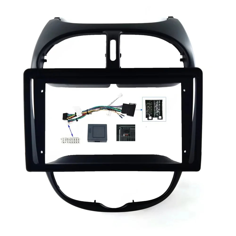 9 Inch 2 Din Car Dashboard Frame CAR DVD Frame Radio Panel Frame Navigation Panel for Peugeot 206 2000-2010 2 din Android