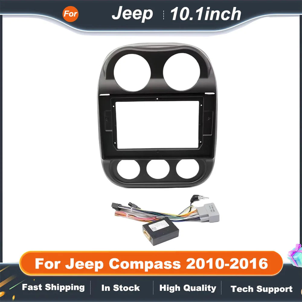 10.1" Car Audio Big Screen DVD Fascia Frame Adapter For Jeep Compass 2010-2016 2Din Dash Installation Panel Kit