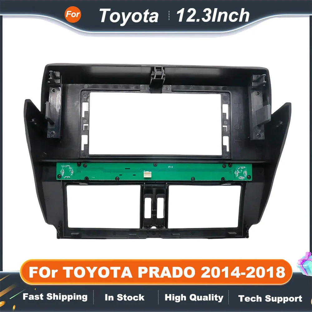 12.3 inch 2 Din Car Audio Frame  For Toyota prado 2014-2018 GPS Navigation Fascia Panel Car DVD Plastic Frame Fascia