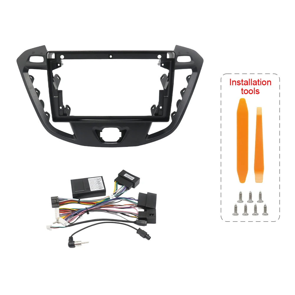 9 Inch 22.86cm for 2017 Car Android Radio Frame Fascia Stereo Panel Harness Dashboard Mount Kit for FORD Transit Tourneo