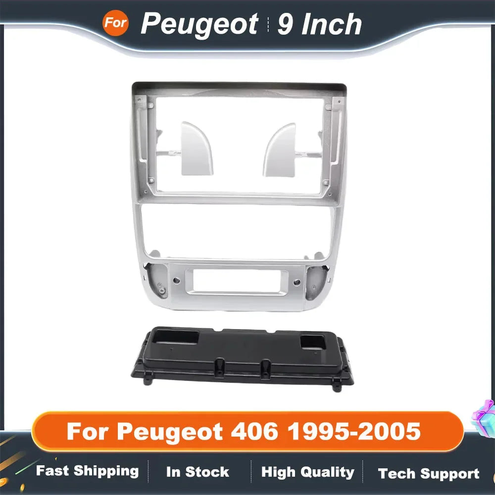 9 Inch Car Radio Fascia Frame for Peugeot 406 1995-2005 Dashboard Panel Kit OEM Style Plug Play Stereo Bezel Adapter