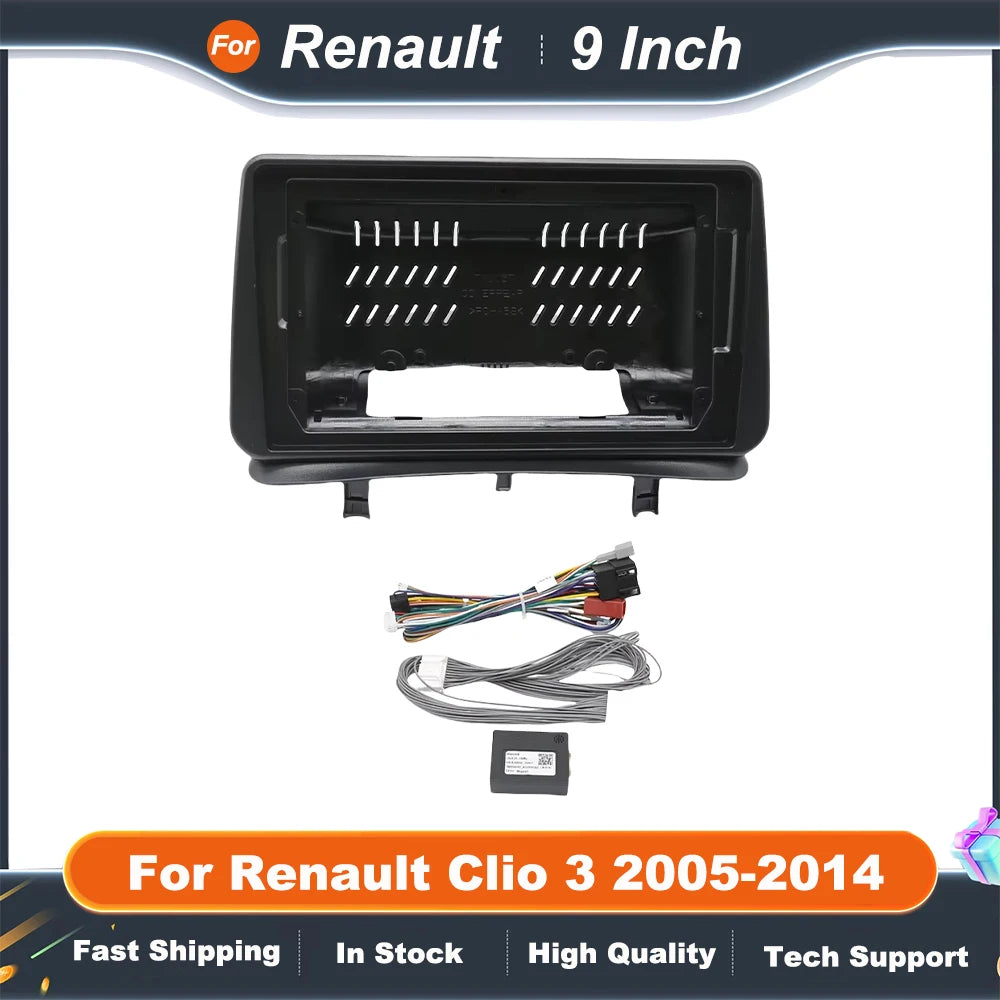 9 Inch Car Frame Fascia Adapter Canbus Box For Renault Clio 3 2005-2014 Android Radio Audio Dash Fitting Panel Kit