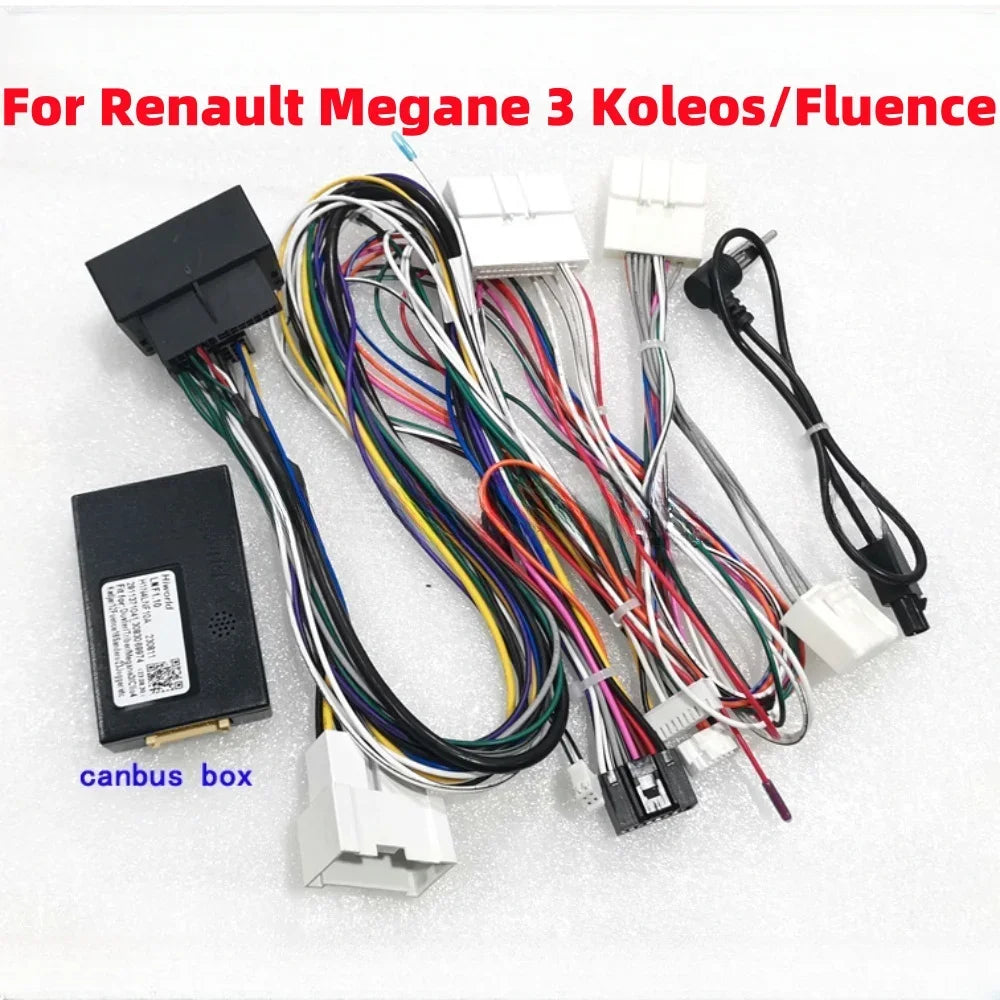 Car 16pin Audio Wiring Harness With Canbus Box For Renault Megane 3 Koleos/Fluence Stereo Installation Wire Adapter