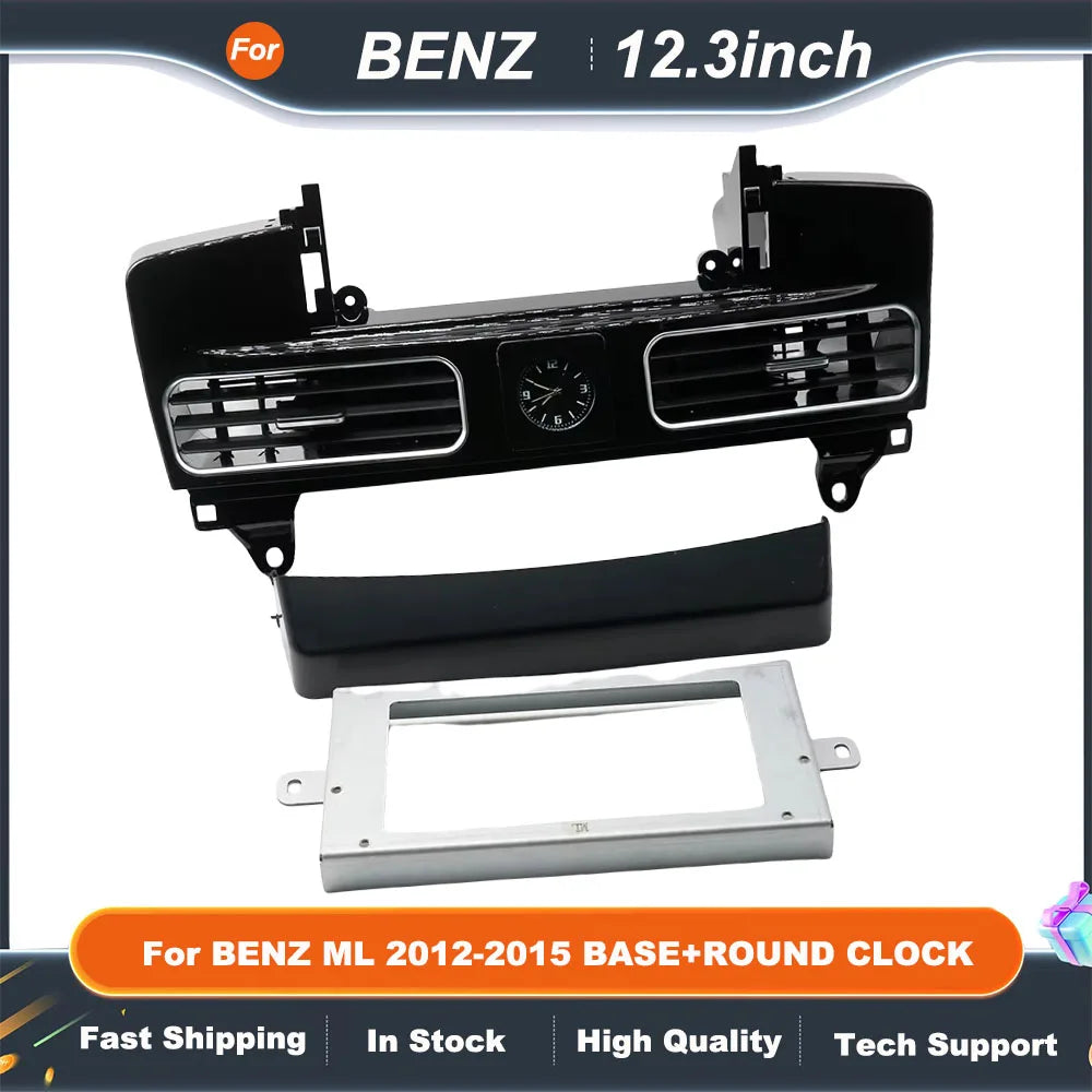 12.3 Inch Car Radio frame For BENZ ML 2012-2015 BASE+ROUND CLOCK GPS MP5 Android Player Fascias Panel DashBoard Frame Cover