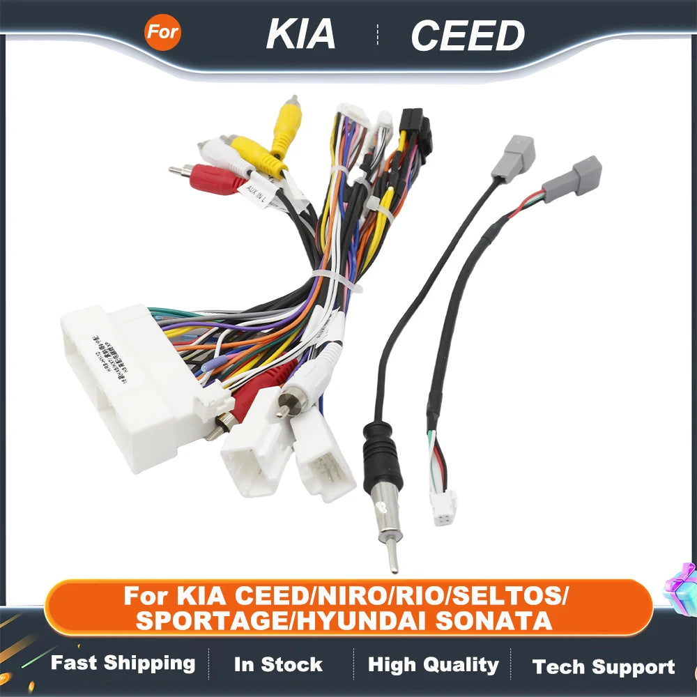 For KIA CEED/NIRO/RIO/SELTOS/SPORTAGE/HYUNDAI SONATA 9 Android 2 Din GPSCar Radio Canbus Decoder Wiring Harness Adapter HY-SS-04