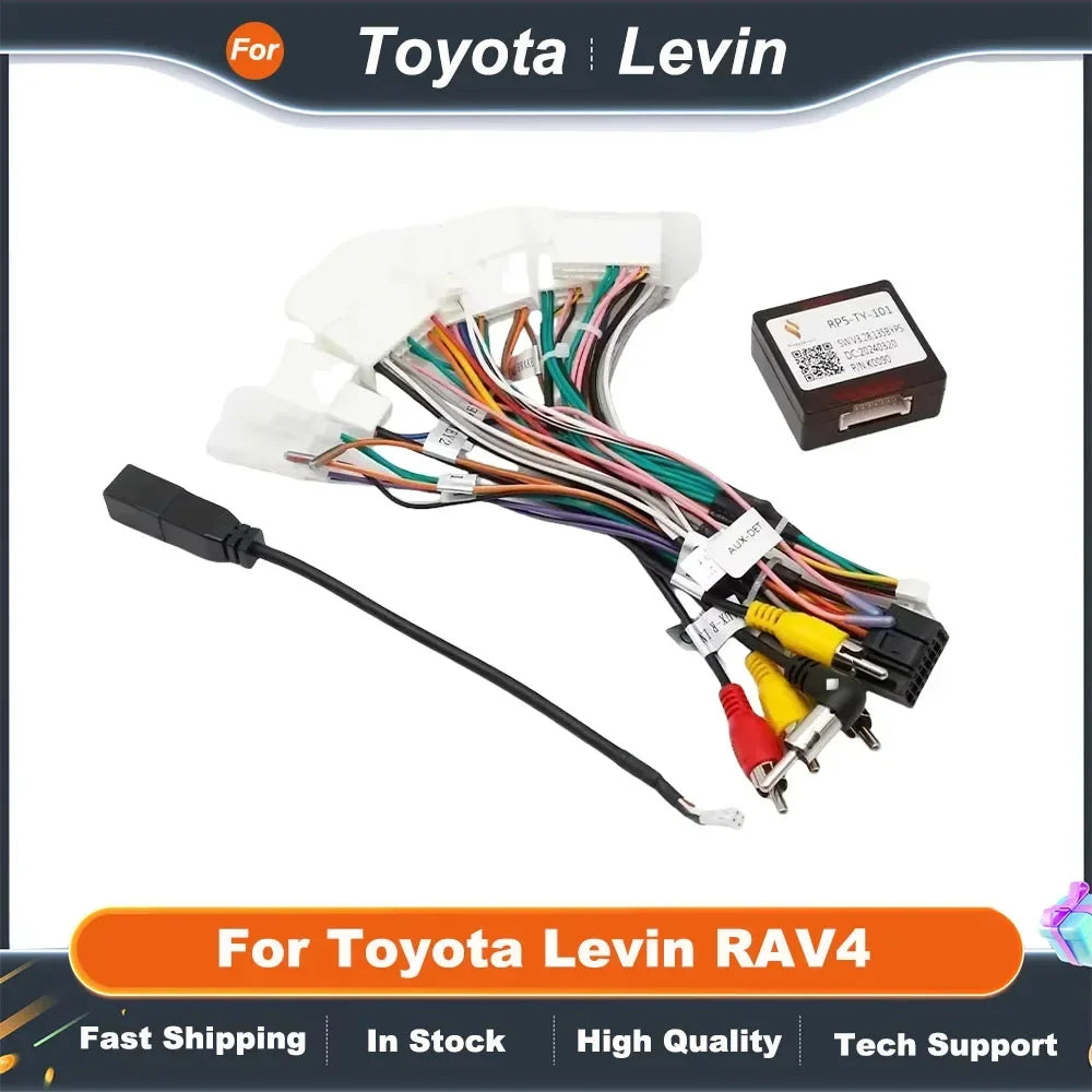 Universal 16Pin Car Radio Fascia Frame Harness Adapter with CANBus Decoder for Toyota RAV4 Camry Corolla Highlander Prius