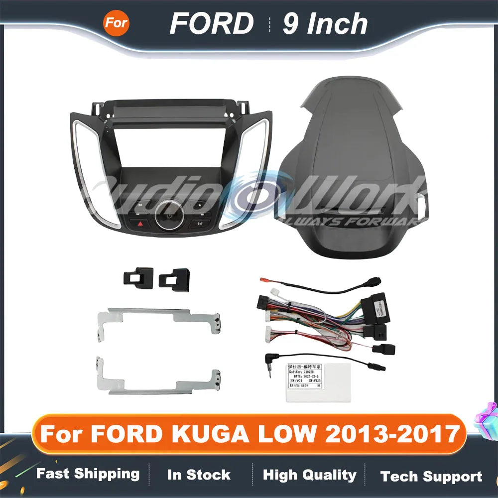 9 inch 2 Din Car Audio Frame For FORD KUGA LOW 2013-2017 GPS Navigation Fascia Panel Car DVD Plastic Frame Fascia