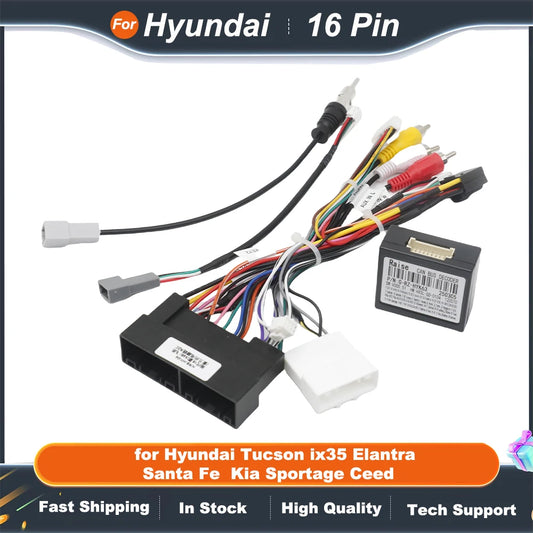 CAN Bus Wiring Harness 16 Pin Connector Car Android Cable Adapter for Hyundai Tucson ix35 Elantra Santa Fe Kia Sportage Ceed