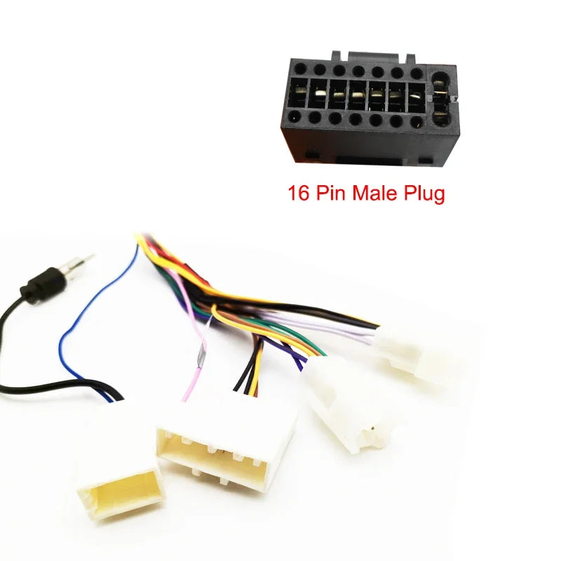 Radio Wiring Harness 16 Pin Plug Antenna Connector Car Audio Head Unit Cable Adapter for Toyota Corolla Yaris RAV4 Camry Hilux