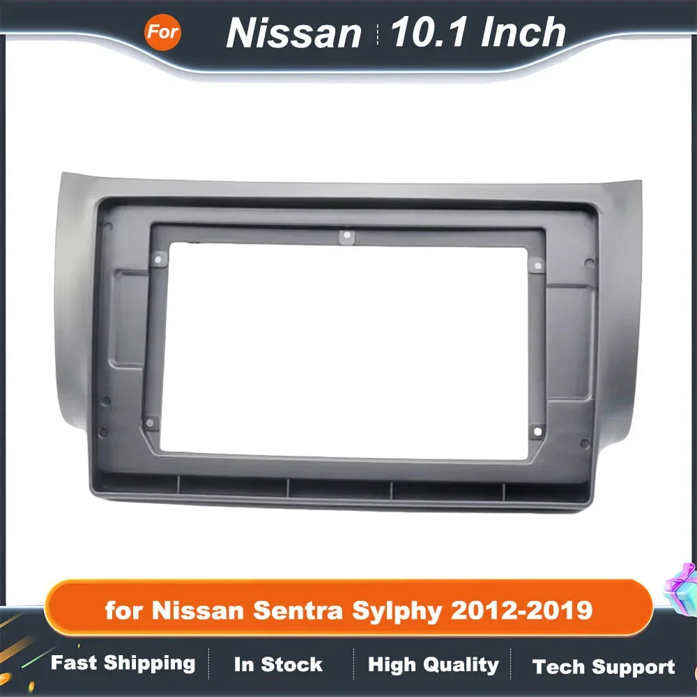 2 Din 10.1 Inch Car Radio Fascia Frame for Nissan Sentra Sylphy 2012-2019 Stereo Dashboard Trim Kit Installation Panel DVD Frame