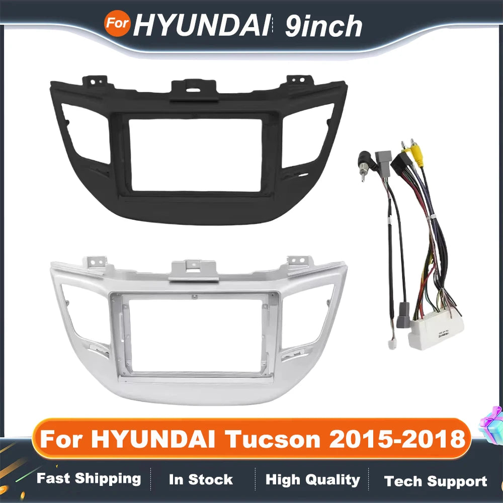 9 inch Car Fascia Radio Pane For HYUNDAI Tucson 2015-2018 Install Adapter Bezel Console Plate Facia Panel Dash Kit