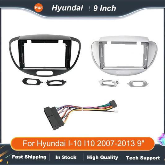 2Din Car Radio Fascia Frame for Hyundai i10 2007-2013 9" Big Screen Stereo Dash Panel Mount Refitting Kit