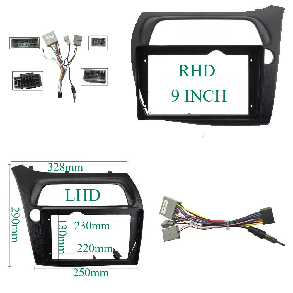 2 DIN Car Frame Fascia Cable For HONDA Civic Hatchback 2006-2012 Android Big Screen Dask Kit