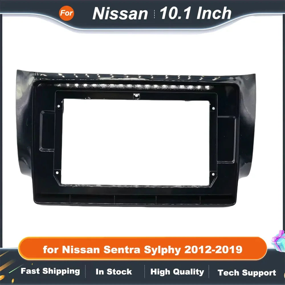 2 Din 10.1 Inch Car Radio Fascia Frame for Nissan Sentra Sylphy 2012-2019 Stereo Dashboard Trim Kit Installation Panel DVD Frame