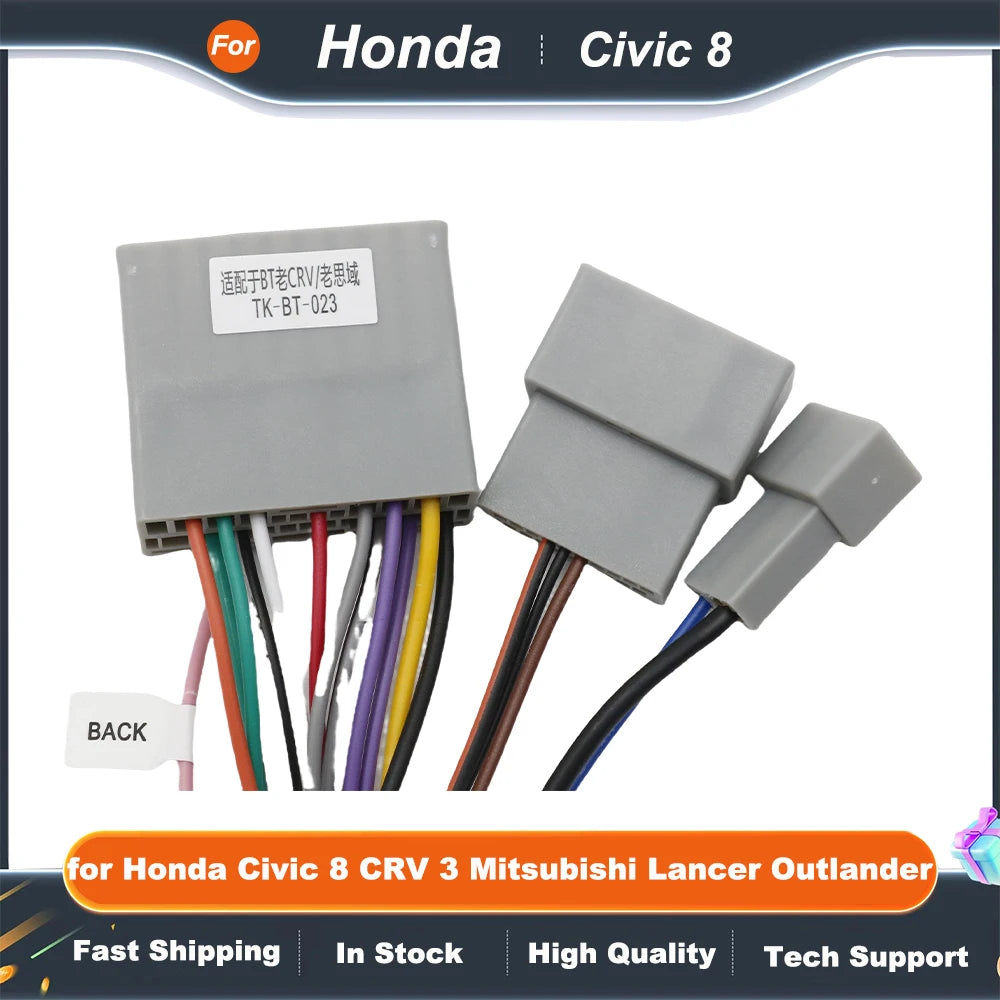 Radio Wiring Harness 16 Pin to 17 Pin Connector, Android Cable Adapter for Honda Civic 8 CRV 3 Mitsubishi Lancer Outlander