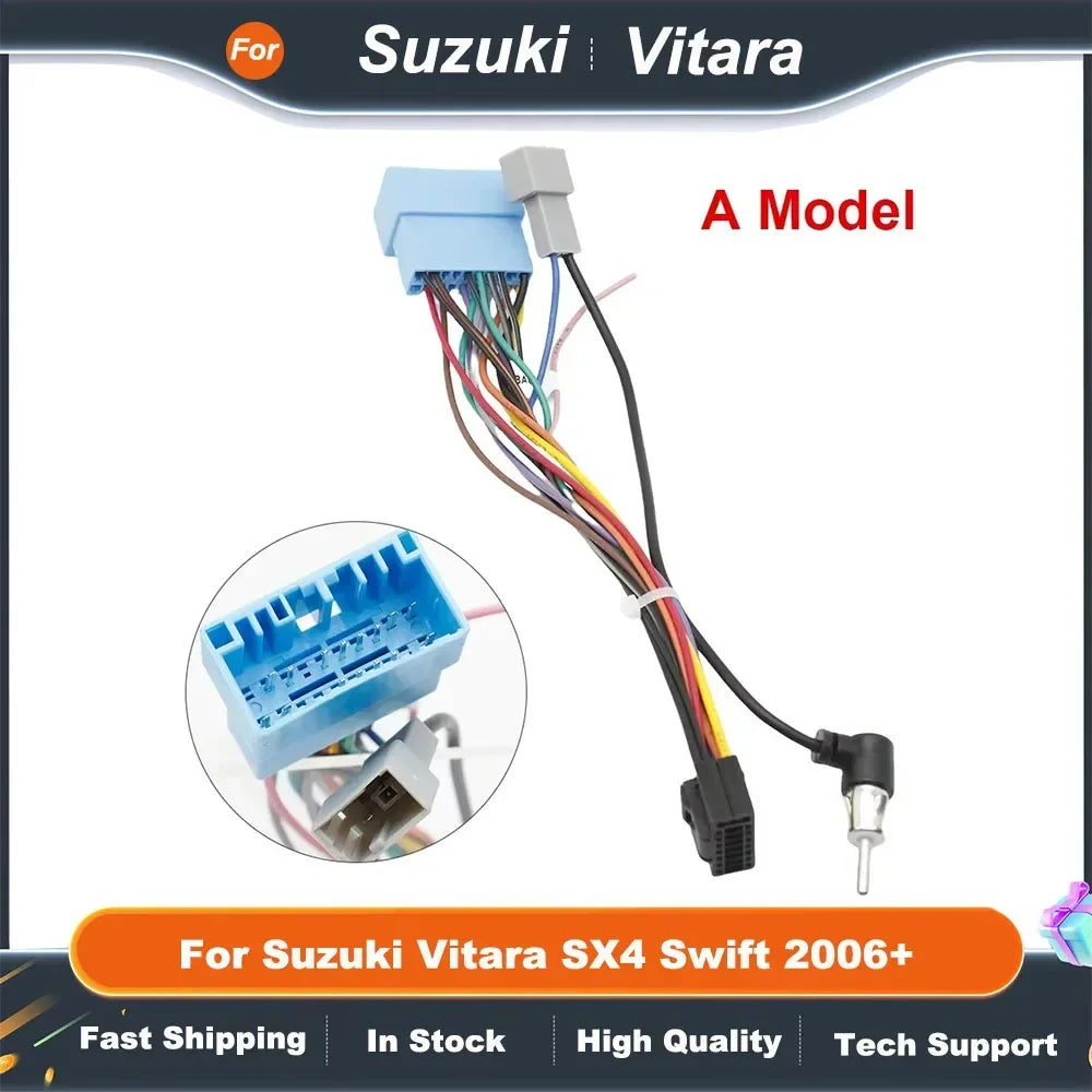 16Pin Car Radio Fascia Frame Wiring Harness Adapter for Suzuki Vitara SX4 Swift 2006+ Android Stereo Cable Plug&Play