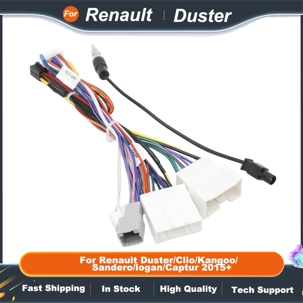 For Renault Duster/Clio/Kangoo/Sandero/logan/Captur 2015+ Canbus Box Power Cable Audio Adaptor