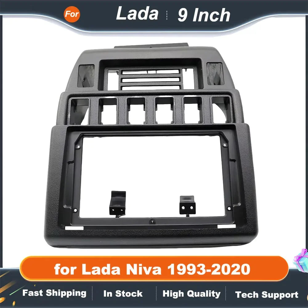 9 inch Car Radio Fascia Frame for Lada Niva 1993-2020 Dash Kit Install Plate GPS Adapter with 9 Inch Cover Trim