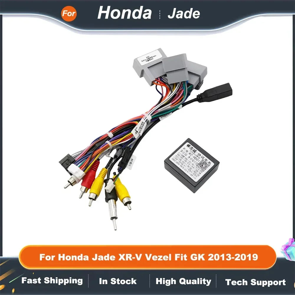 16Pin Car Radio Harness Adapter with CANBUS for Honda Jade XR-V Vezel Fit GK 2013-2019 Head Unit Power Cable