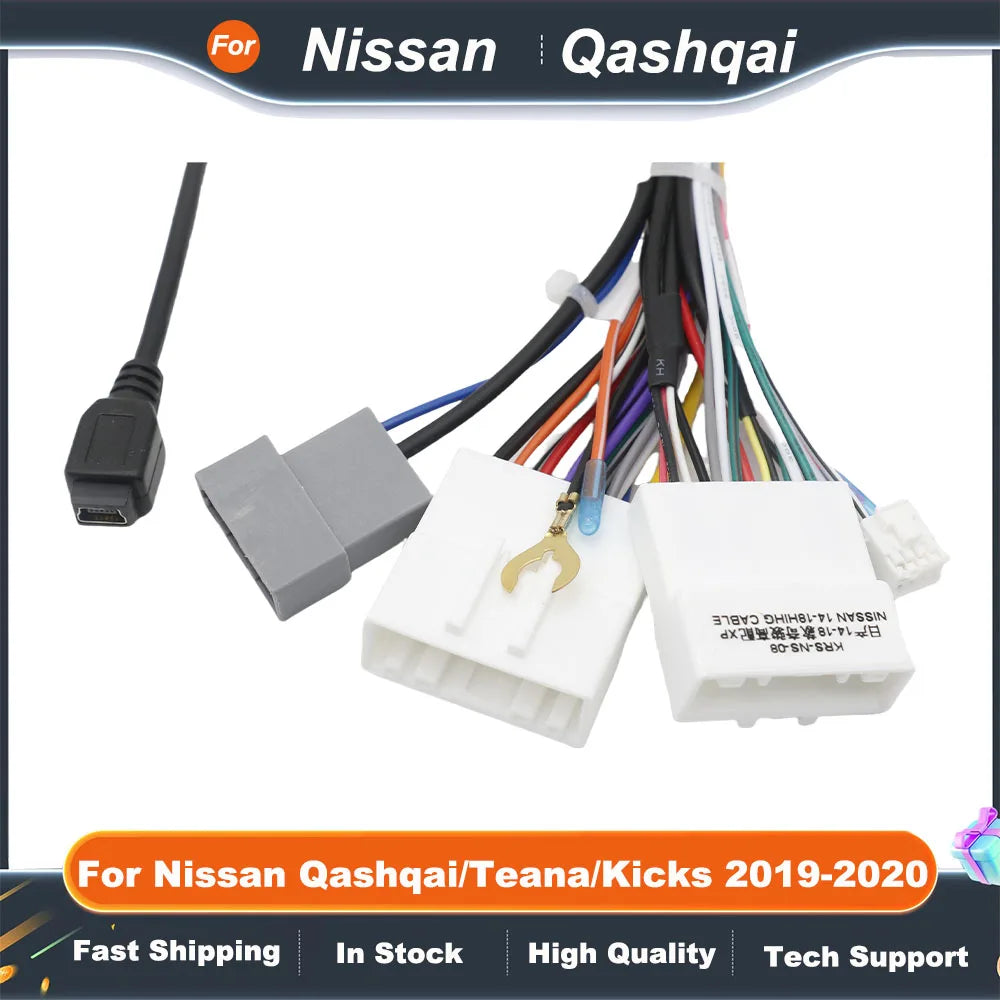 16 Pin Power Cable With Car Radio 2 Din Canbus Box Decoder For Nissan Qashqai/Teana/Kicks 2019-2020 Support 360 Camera Function