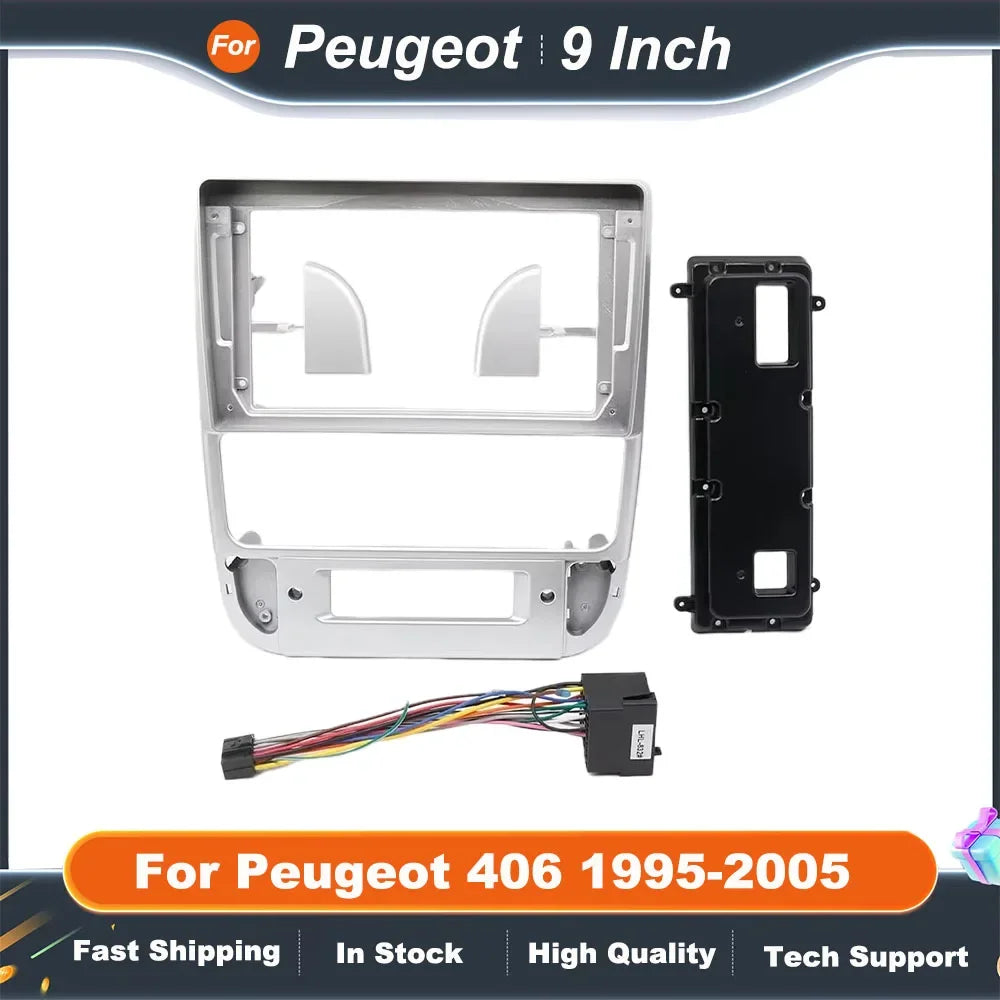 9 Inch Car Radio Fascia Frame for Peugeot 406 1995-2005 Dashboard Panel Kit OEM Style Plug Play Stereo Bezel Adapter