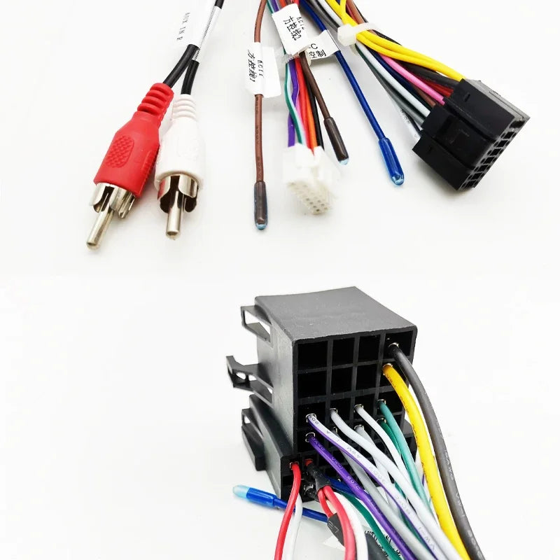 Car Android ISO Wiring Harness Adapter 16 Pin Plug Aftermarket Radio Head Unit Auxiliary Audio Cable for Audi A3 8P A4 TT