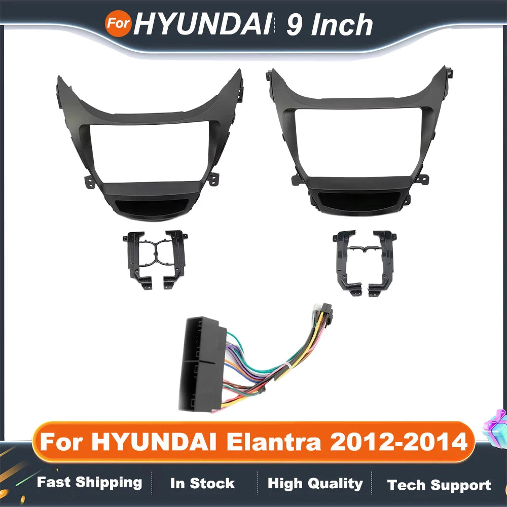 9 Inch Car Radio Frame Android For HYUNDAI Elantra 2012-2014 Stereo GPS MP5 Player Frame 2 Din Head Unit Fascia Cover Kit