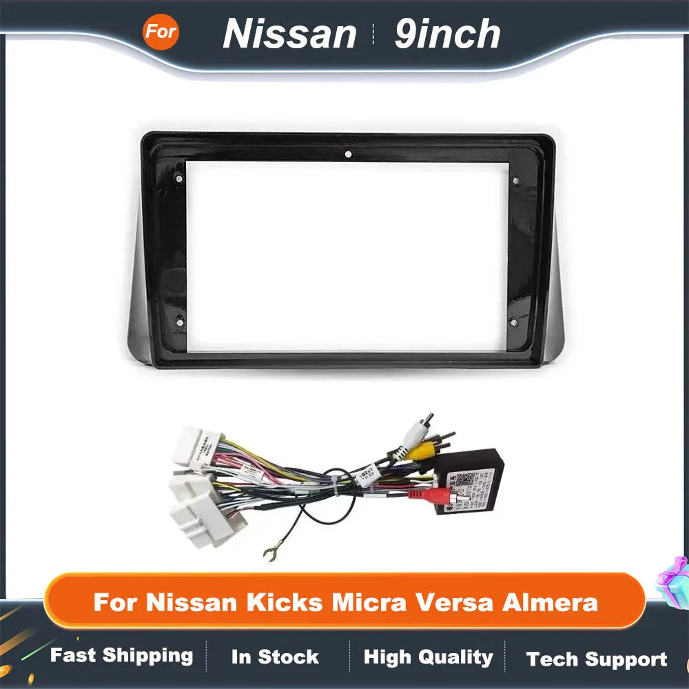 9 inch Car Frame Fascia Adapter Android Radio Dash Fitting Panel Kit For Nissan Kicks Micra Versa Almera