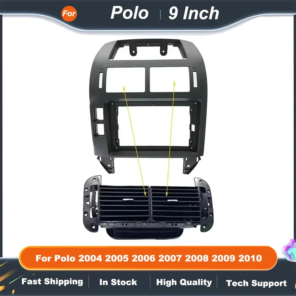9inch Car Radio Fascia Frame Kit for VW Polo 2004 2005 2006 2007 2008 2009 2010 Android Multimedia Navigation Dash Panel Adapter
