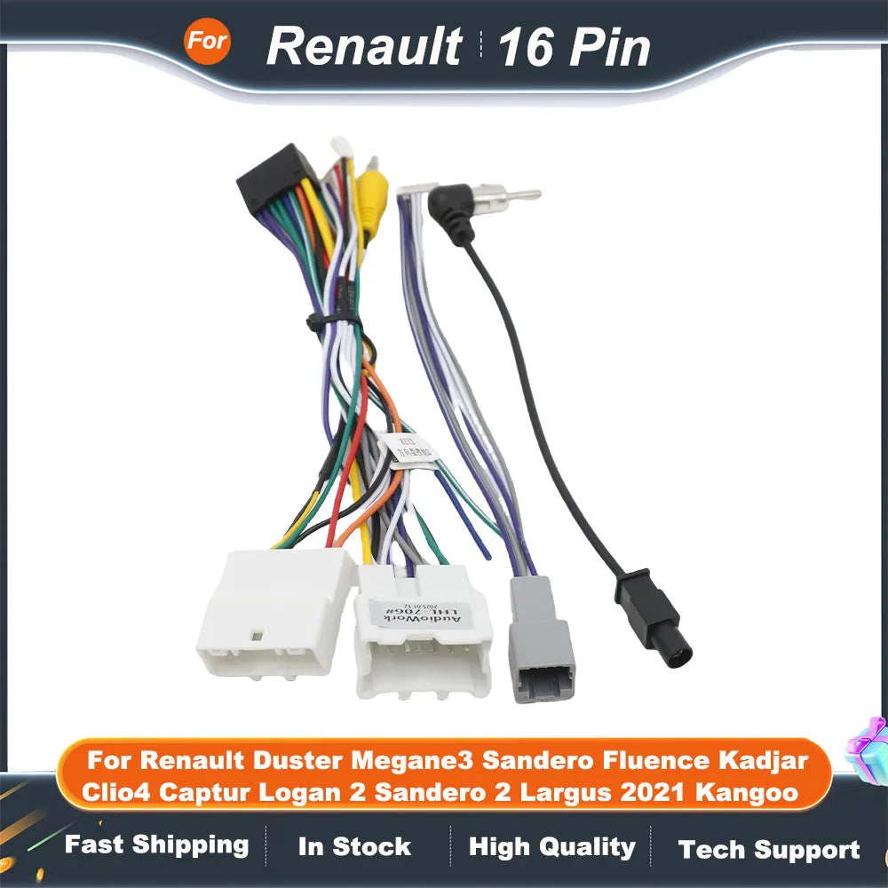 16 Pin Wiring HARNESS CANBUS For Renault Duster Megane3 Sandero Fluence Kadjar Clio4 Captur Logan 2 Sandero 2 Largus 2021 Kangoo