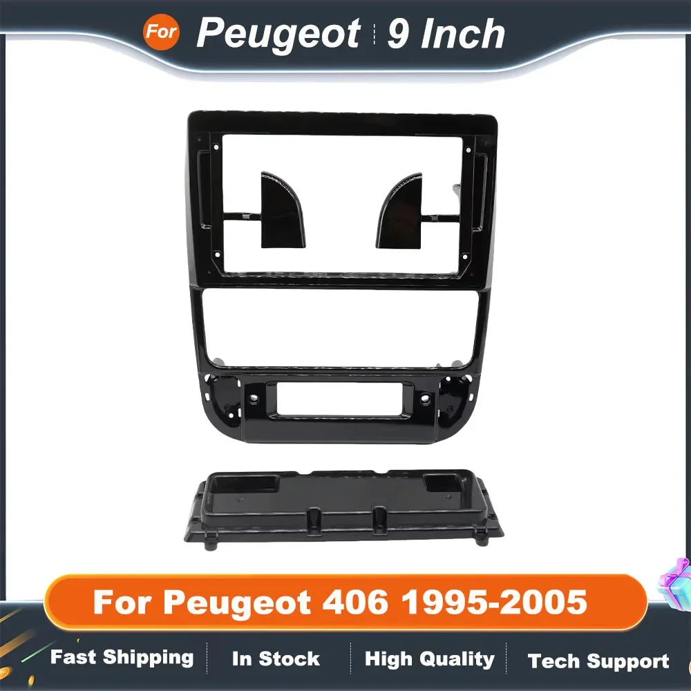 9 Inch Car Radio Fascia Frame for Peugeot 406 1995-2005 Dashboard Panel Kit OEM Style Plug Play Stereo Bezel Adapter