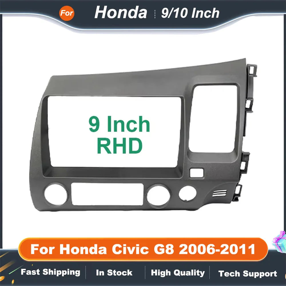 9/10 Inch Car Radio Fascia Frame for Honda Civic G8 2006-2011 Android Stereo Dash Fitting Panel Kit Adapter Trim