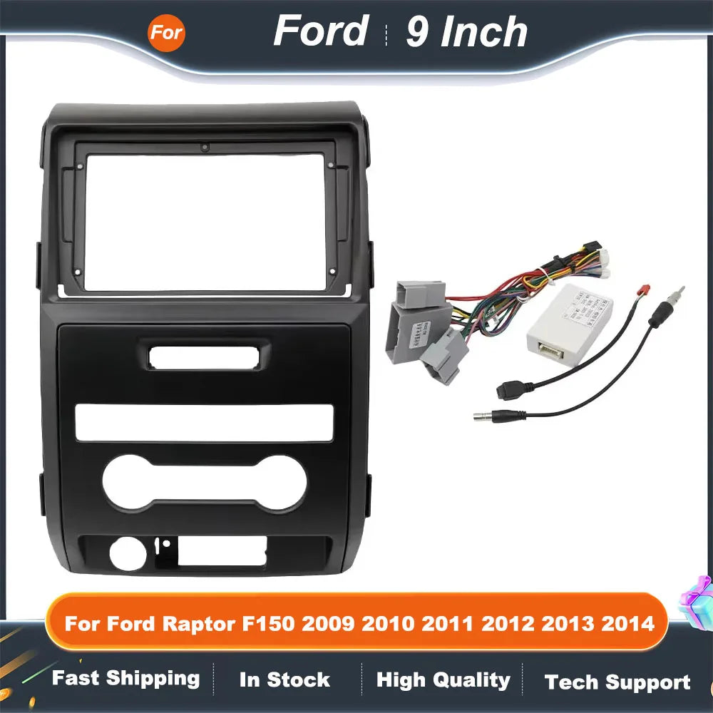9 Inch 2DIN Car Radio Fascia Frame Dashboard Panel for Ford Raptor F150 2009 2010 2011 2012 2013 2014 Stereo Installation Kit