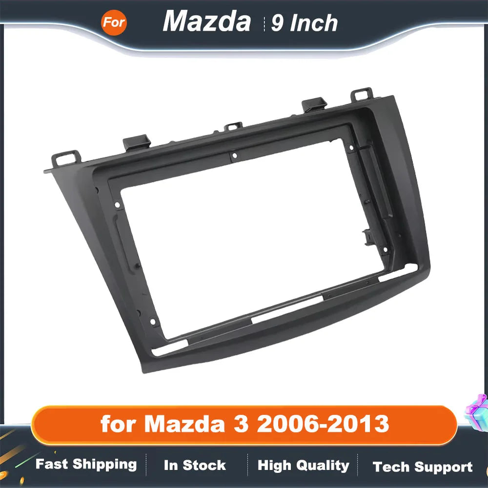 2 DIN 9 Inch Car Stereo Dashboard Frame for Mazda 3 2006-2013 Double Din DVD Radio Installation Panel Refitting Facia Kit