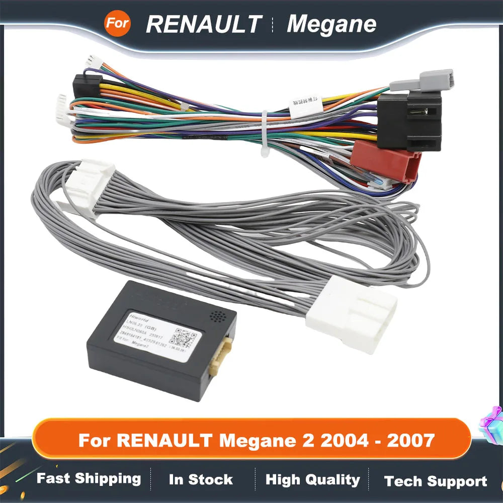 16 Pin For RENAULT Megane 2 2004 - 2007 Canbus Android Player Power Cable Audio Adaptor Dash Trim kit Facia Panel