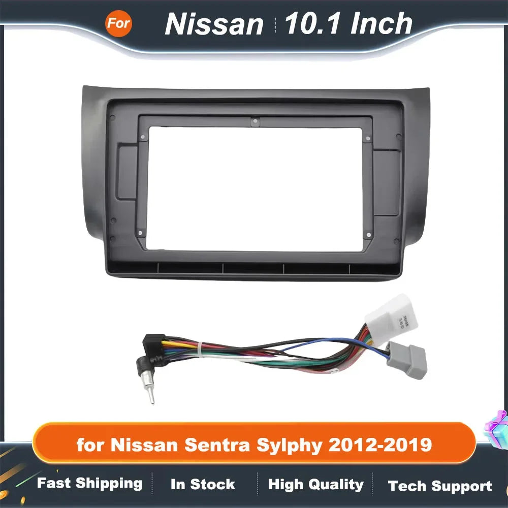 2 Din 10.1 Inch Car Radio Fascia Frame for Nissan Sentra Sylphy 2012-2019 Stereo Dashboard Trim Kit Installation Panel DVD Frame