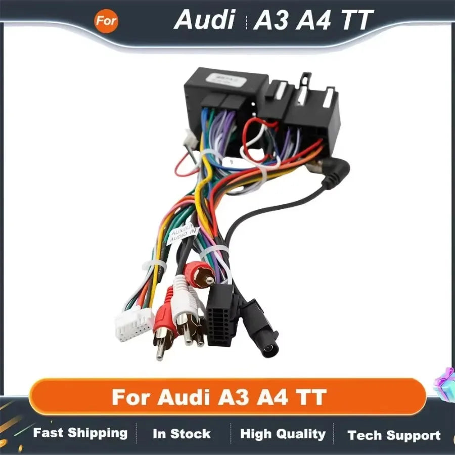 16pin Wiring Harness Adapter with CANBUS Decoder for Audi A3 A4 TT Android Radio Power Cable