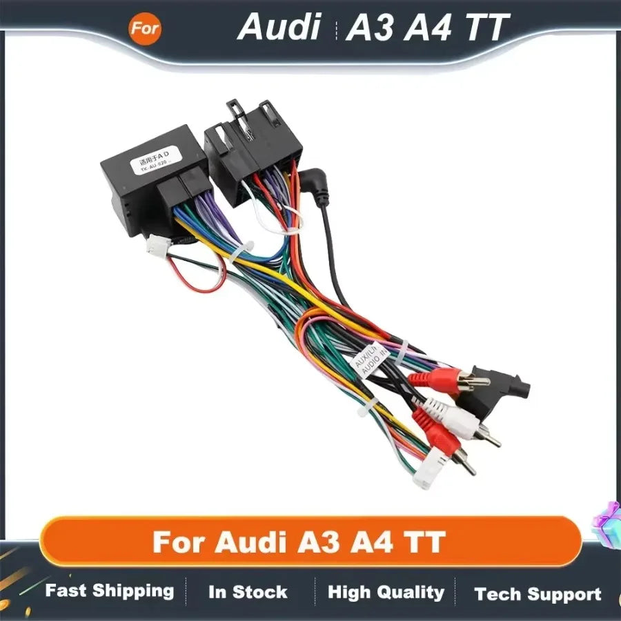 16pin Wiring Harness Adapter with CANBUS Decoder for Audi A3 A4 TT Android Radio Power Cable