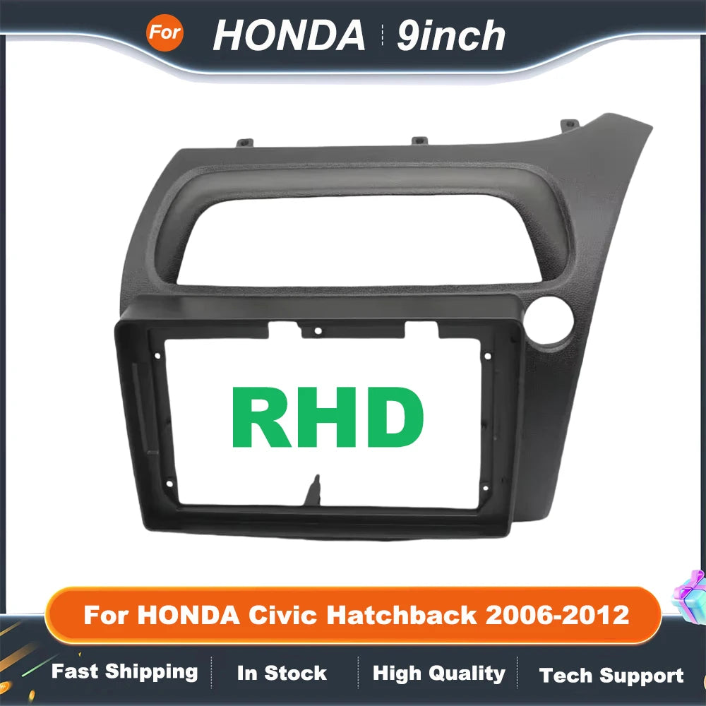 9 Inch 2DIN Android car stereo panel For HONDA Civic Hatchback 2006-2012 Stereo Player Frame Head Unit Dash Panel Installation