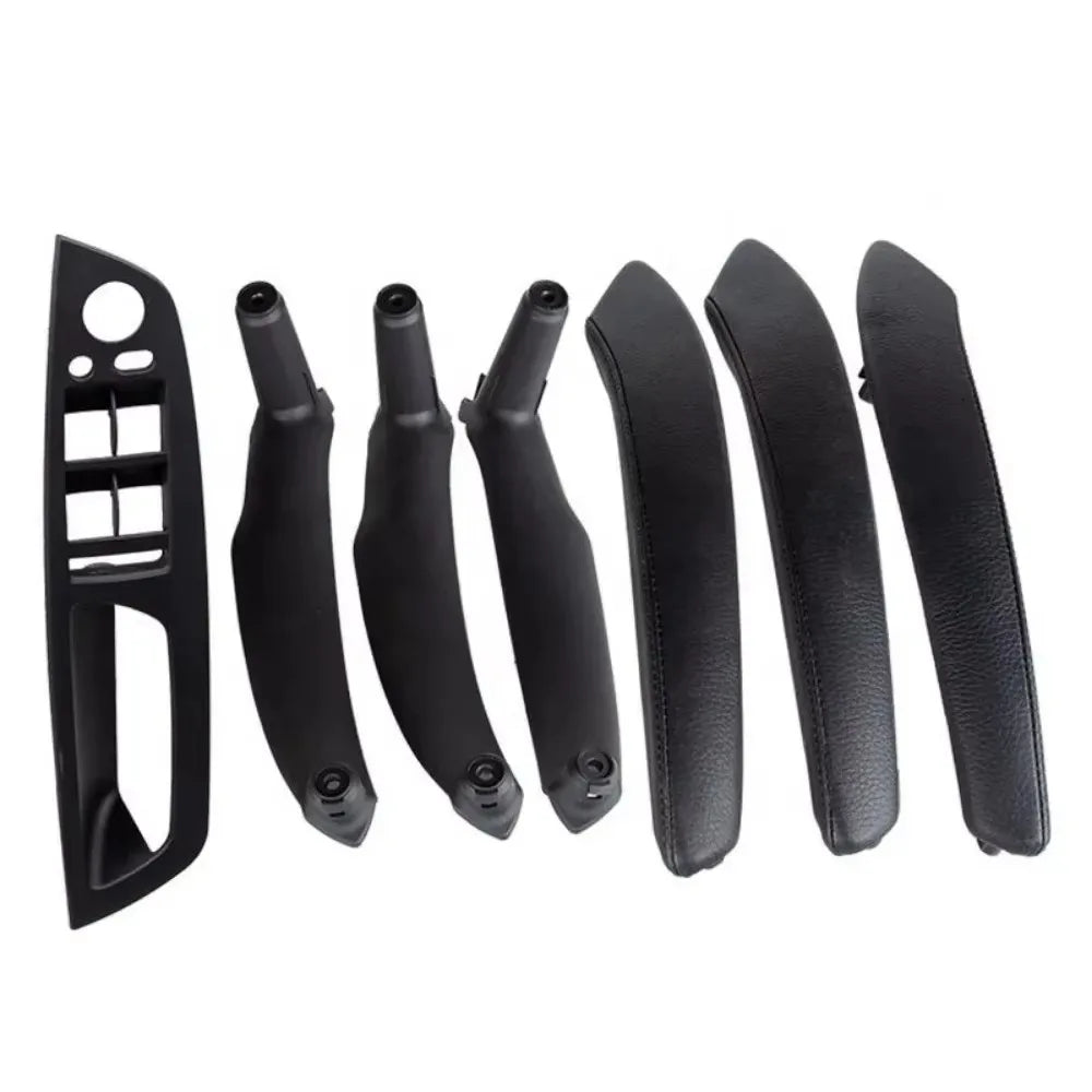 LHD Upgraded Interior Door Handle with Leather Cover Assembly Full Set For BMW X5 X6 E70 E71 E72 2007-2014