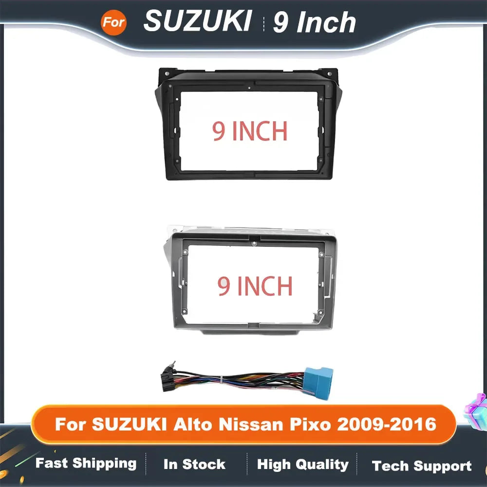 9 Inch Car Radio Frame Adapter For SUZUKI Alto Nissan Pixo 2009-2016 Android Radio Dash Fitting Panel Kit
