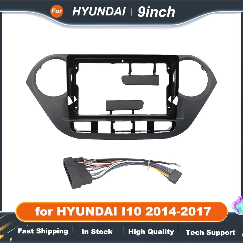 9 Inch 2 Din Car Radio Installation Plastic Fascia Panel Frame and Cable For HYUNDAI I10 2014-2017 Dash Mount Kit