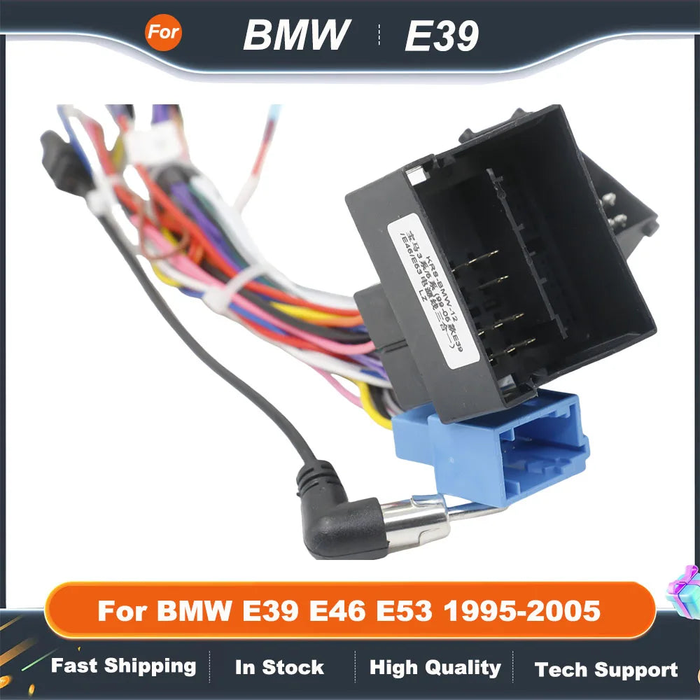 For BMW E39 E46 E53 1995-2005 Android 2 Din GPS Radio Car 16 PIN Android Wire Cable Adapter Cabus Box